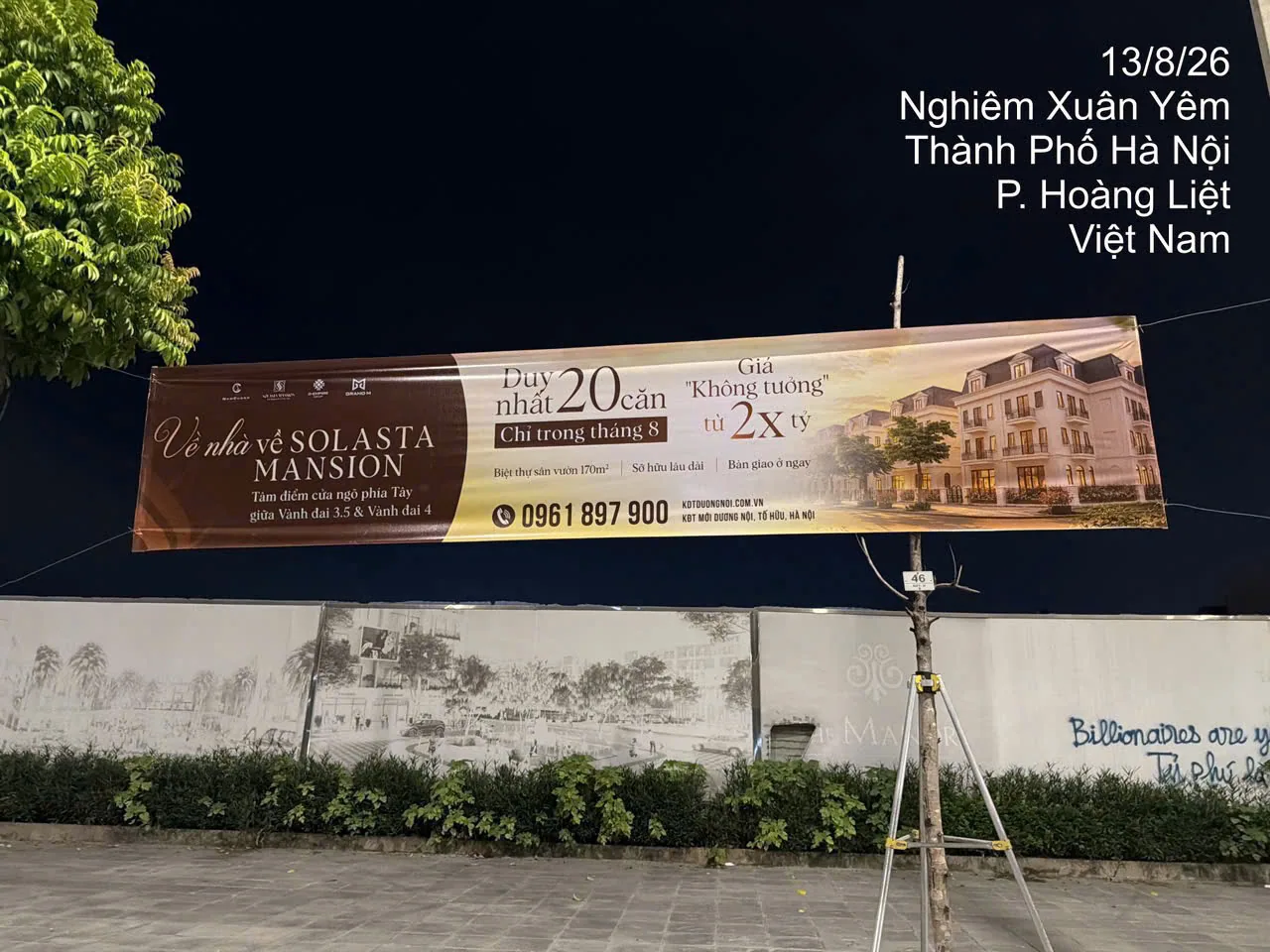 Băng rôn quảng cáo dự án Solasta Mansion